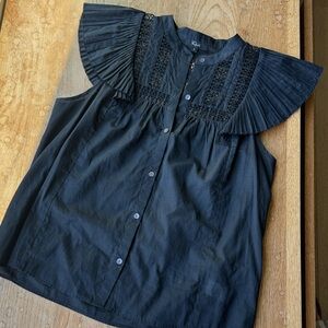 Rails Louella Black Sleeveless Blouse with Pleated Shoulders